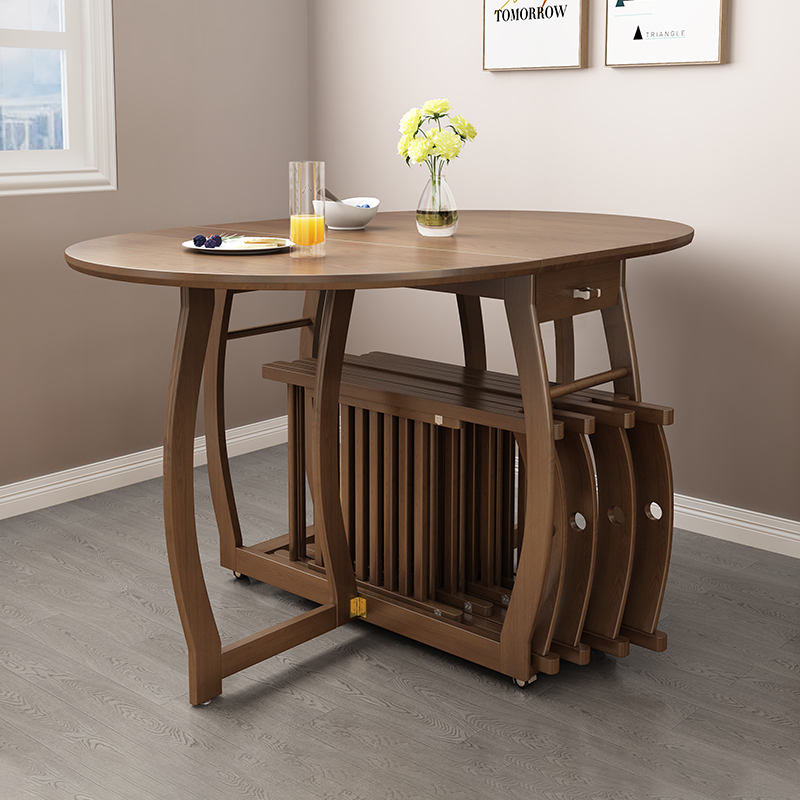 Mesa de comedor plegable Mesa de comedor pequeña Mesa de comedor redonda telescópica y deformable Juego de sillas y mesa de comedor para ahorrar espacio