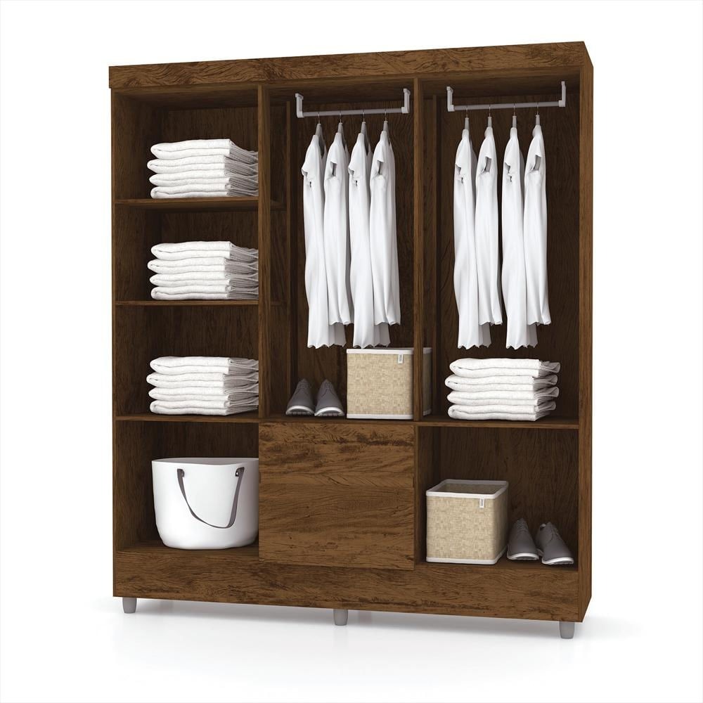 Closet 6 Puertas 2 Cajones Valent Marrón/Blanco Apagado