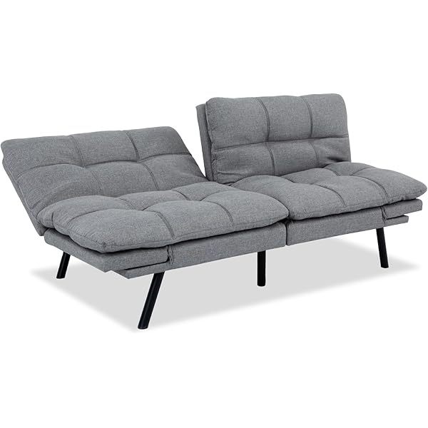 Sofá cama futón de espuma viscoelástica ajustable, sofá con respaldo convertible y reposabrazos, futón plegable, moderno futón cama para sala de estar, apartamento, oficina, habitación pequeña, sofá cama de 71 pulgadas, color negro