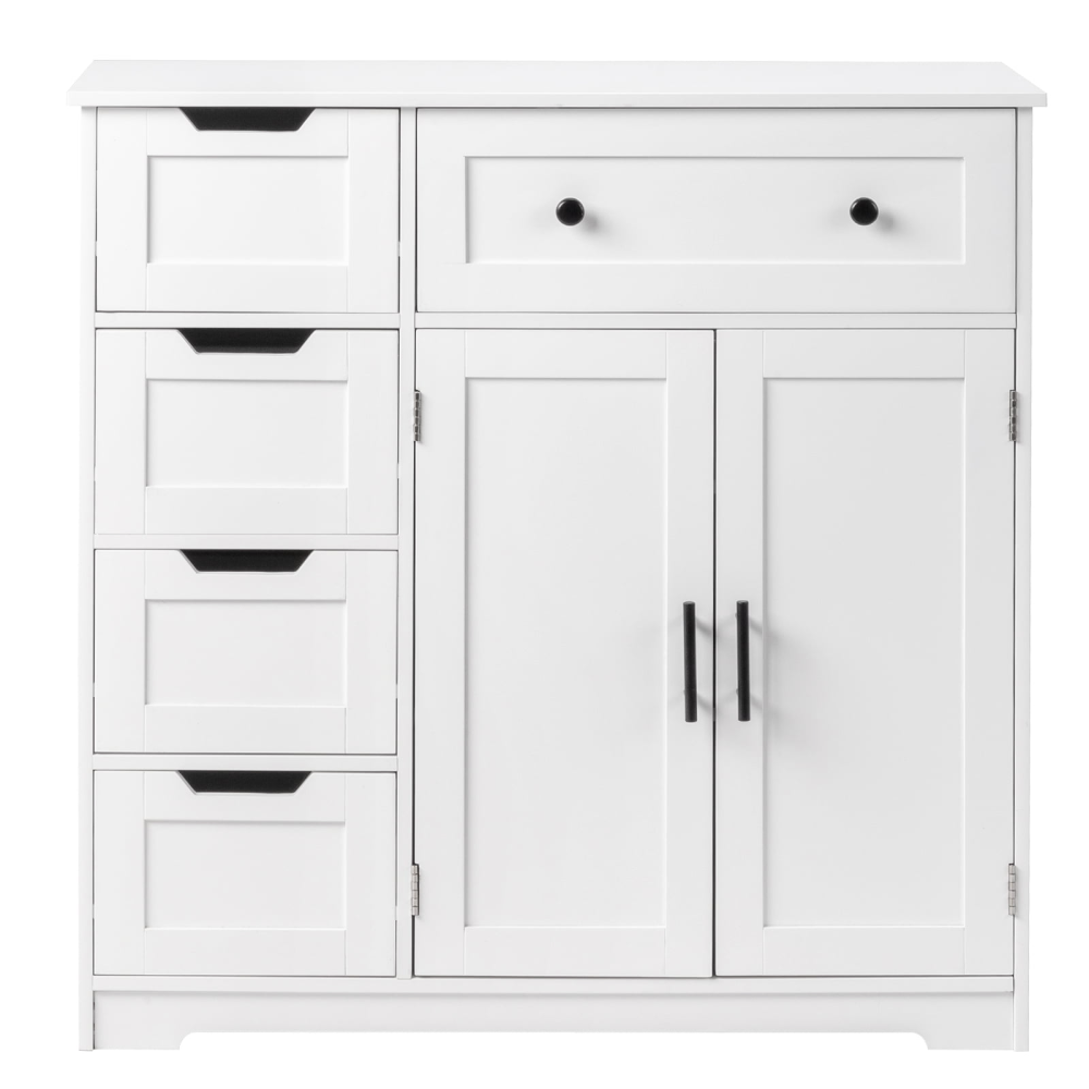 Mueble de baño de madera con 5 cajones y 1 armario, para entrada de salón, color blanco