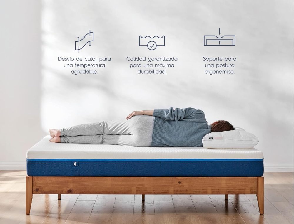 Luuna Colchón Blue Individual, Espumas certificadas, Hecho en México, 3 Capas de Espuma, Memory Foam, Durabilidad, Colchón en Caja