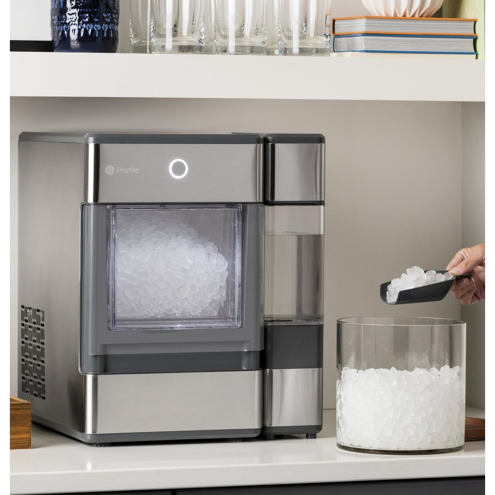 Máquina de hielo en pepitas + tanque lateral, máquina de hielo de mostrador, acero inoxidable, producción diaria de hielo de 24 lb