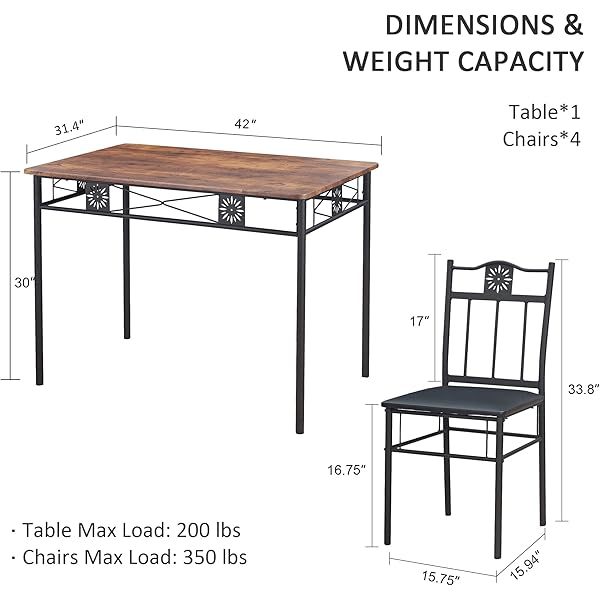 juego de mesa de comedor con mesa de vidrio para 4, Negro