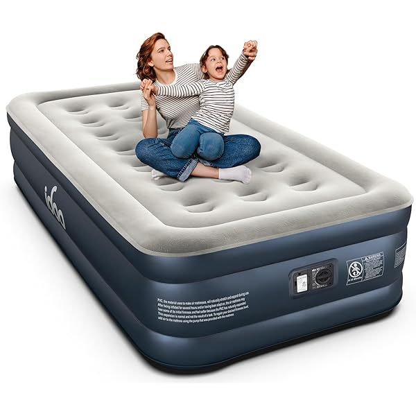 Colchón inflable Queen con bomba incorporada, colchón inflable elevado de 18 pulgadas, colchón inflable mejorado de cuatro cámaras