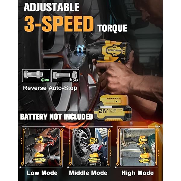 Llave de impacto inalámbrica de 1/2 pulgada, 21 V, sin escobillas, pistola de impacto de alto torque,bolsa de herramientas (RB-810), versión 700 ft-lbs/Pro