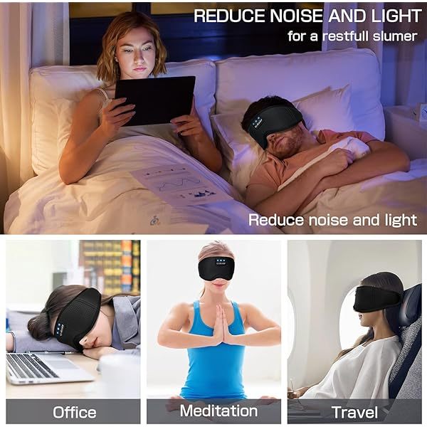 Auriculares para dormir, máscara para dormir 3D con Bluetooth, máscara para dormir con música inalámbrica, auriculares para dormir para quienes duermen de lado