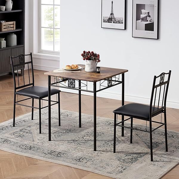 juego de mesa de comedor con mesa de vidrio para 4, Negro