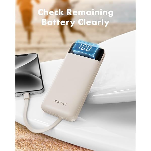Portable Charger with Built in Cables, Portable Charger with Cords Wires Slim 10000mAh Travel Essentials Battery Pack 6 Outputs 3A High Speed Power Bank for iPhone Samsung Pixel LG Moto iPad A-Black