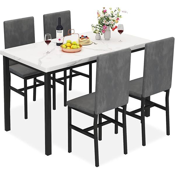 Juego de mesa de comedor para 4, 5 piezas de mármol DiningTableSet