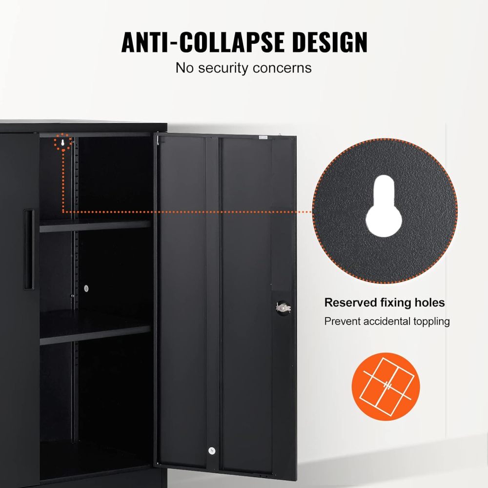 Metal Storage Cabinet with Wheels, 75'' Locking Steel Storage Cabinet with 2 Magnetic Doors and 4 Adjustable Shelves for Office, Garage, Home