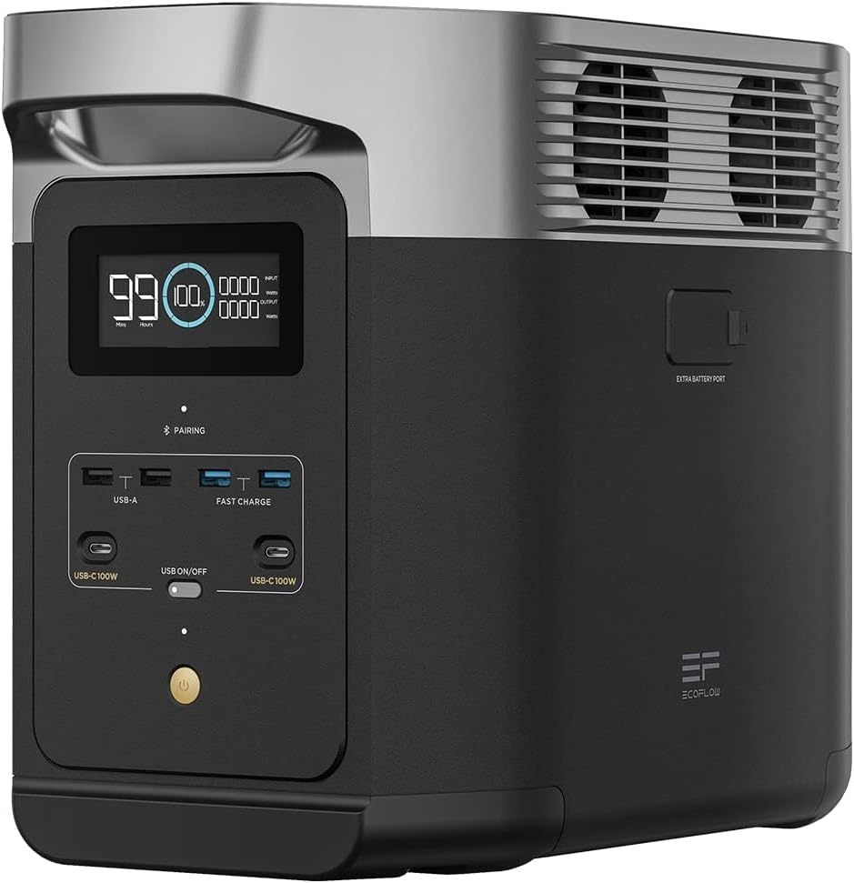 Central eléctrica portátil DELTA 2, 1024 Wh LiFePO4 (LFP), carga rápida, generador solar (panel solar opcional) para energía de reserva en el hogar, camping y vehículos recreativos