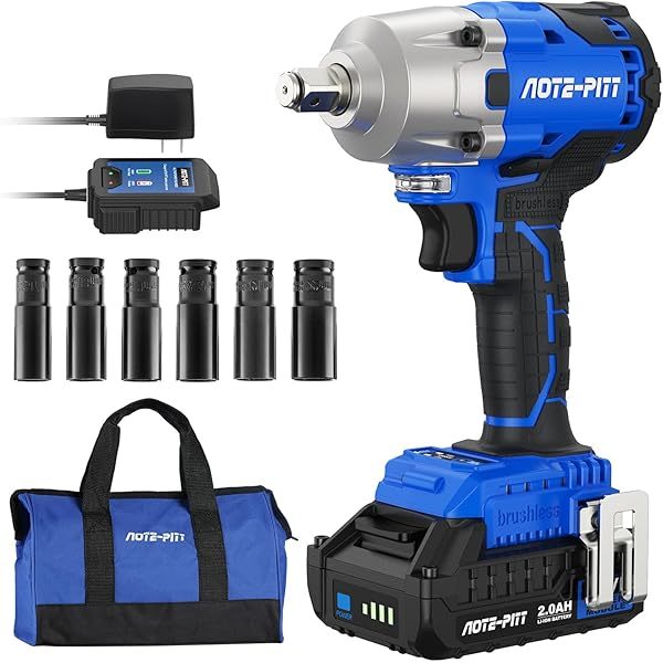 Kit de llave de impacto sin escobillas, pistola de impacto eléctrica inalámbrica de 1/2 pulgada, destornillador de impacto de alto torque de 3400 IPM