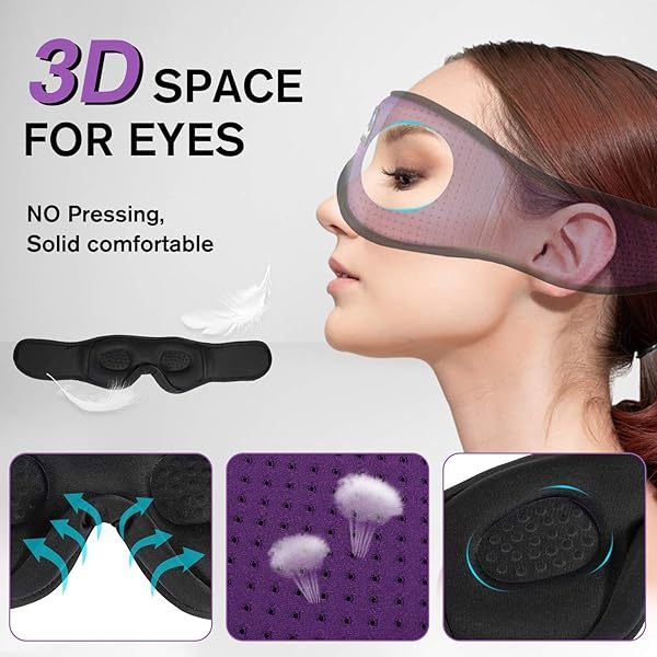Auriculares para dormir, máscara para dormir 3D con Bluetooth, máscara para dormir con música inalámbrica, auriculares para dormir para quienes duermen de lado