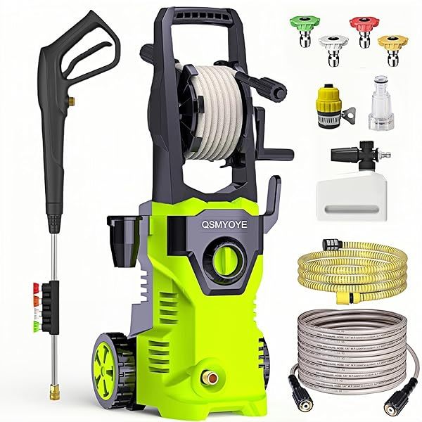 Hidrolimpiadora de Alta Presion, 2200W 150Bar Presión de Trabajo, Caudal 540L/H con Boquilla Ajustable, Hidrolimpiadora Profesional para Coches, Vallas, Patios | Manguera de 10 m Incluida Verde