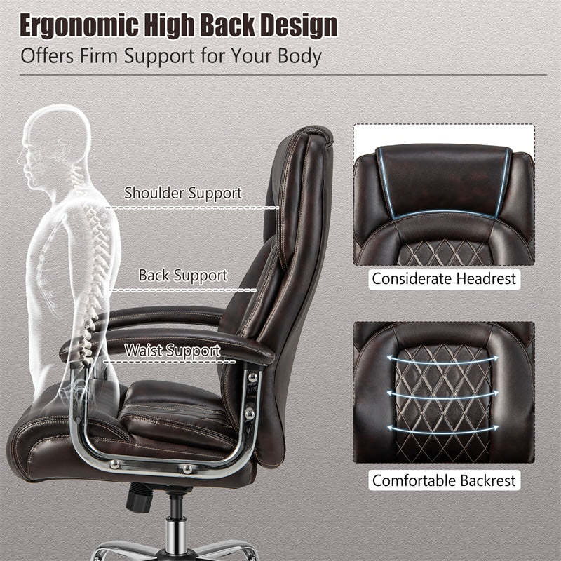 Silla de oficina giratoria de altura ajustable de 500 libras, silla de escritorio para ordenador, silla ejecutiva de piel sintética con Base de Metal resistente