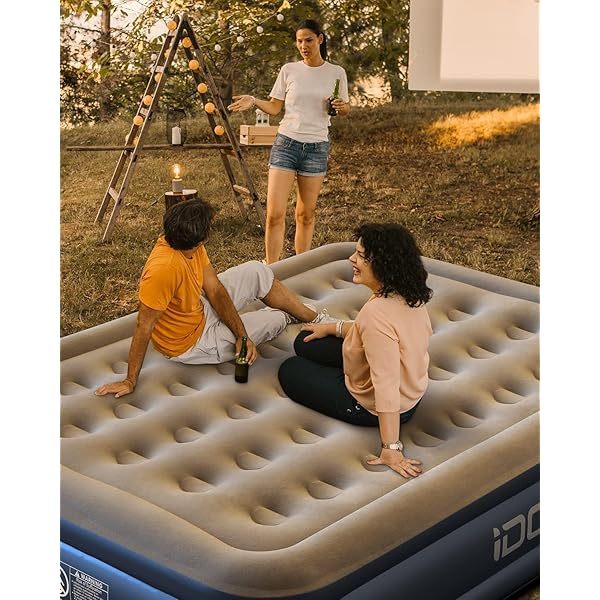 Colchón inflable Queen con bomba incorporada, colchón inflable elevado de 18 pulgadas, colchón inflable mejorado de cuatro cámaras