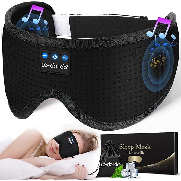 Auriculares para dormir, máscara para dormir 3D con Bluetooth, máscara para dormir con música inalámbrica, auriculares para dormir para quienes duermen de lado