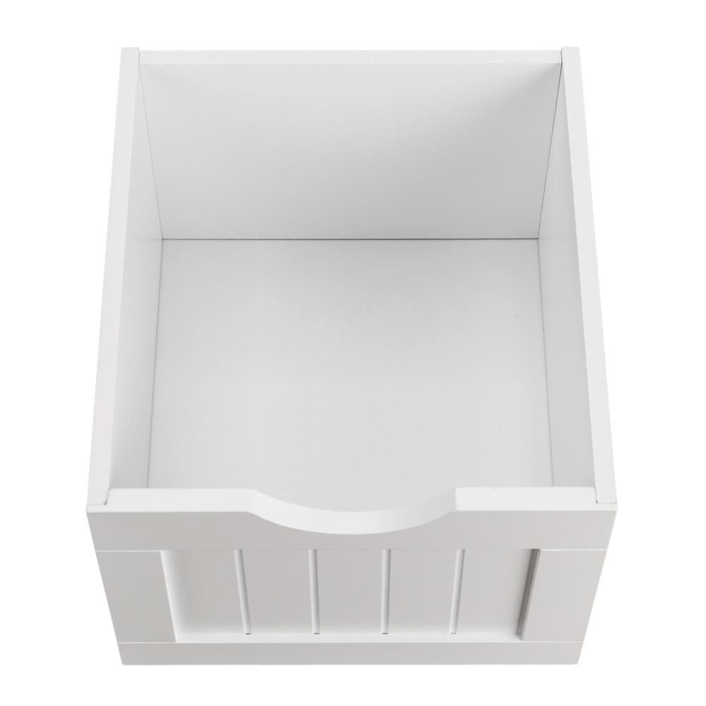 Mueble de baño de madera, organizador de almacenamiento lateral con 4 cajones, 1 armario y 2 estantes, color blanco