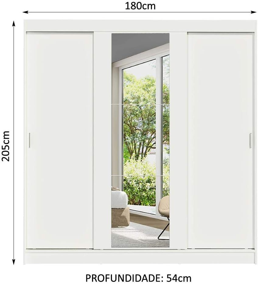 Ropero Closet con 3 Puertas y 1 Espejo Reno - Blanco