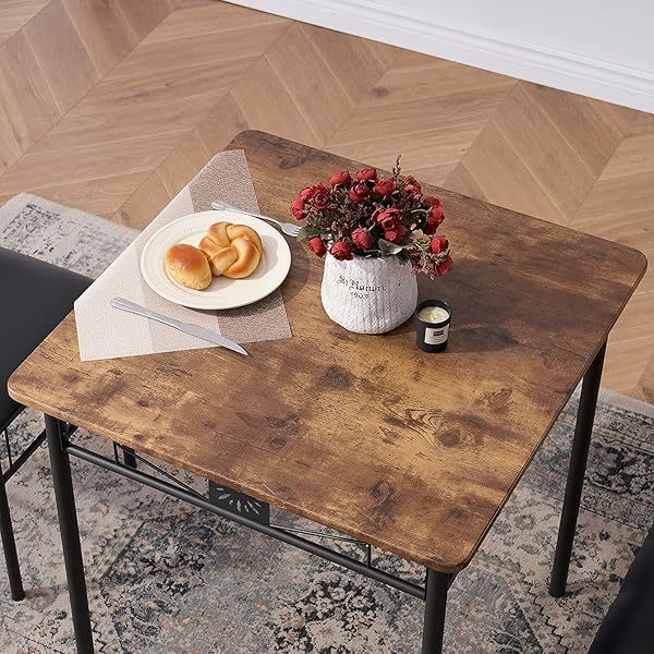 Mesa de comedor con 4 sillas [4 manteles individuales incluidos, negro, 43,3 x 27,5 x 30, 15,7 x 16,9 x 33,8] Juego de mesa de comedor negro para 4