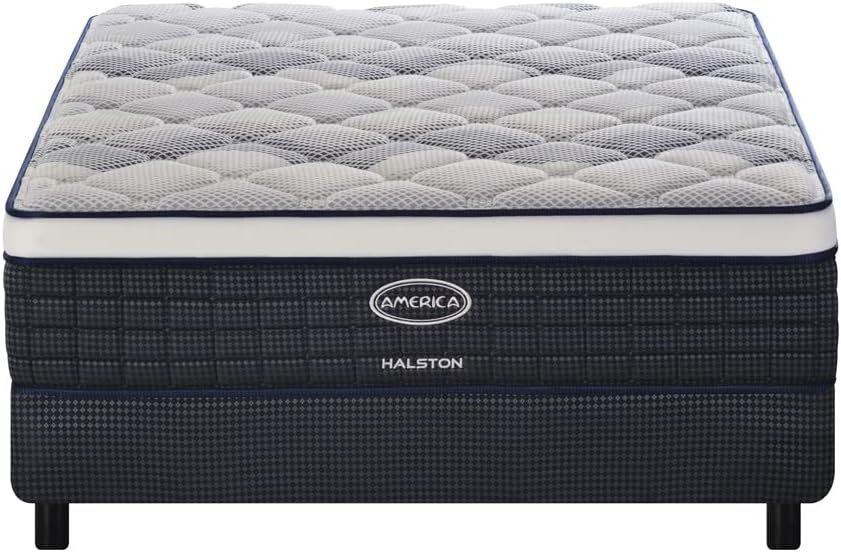Colchon + Box| Individual| Halston| Sistema BONNELL| Ortopedico| Confort Medio| Hipoalergénico y Anti ácaros| 32 cm. de Altura| Garantía 5 años