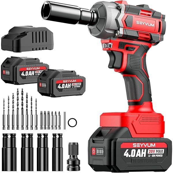 Llave de impacto, pistola de impacto de 1/2", destornillador de impacto eléctrico con par máximo de 320 ft-lb (430 Nm), llave de impacto inalámbrica