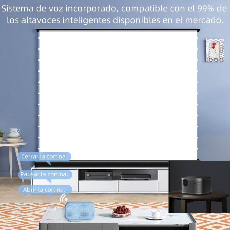 Pantalla de proyección eléctrica para uso doméstico con control de voz inteligente