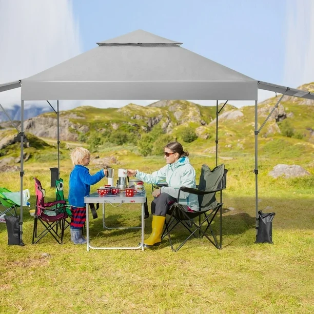 3x3m Pabellón Emergente Instantáneo Plegable para Exterior con Dos Mitades de Toldo Carpa Portátil Ajustable en Altura para Camping Costway Modern