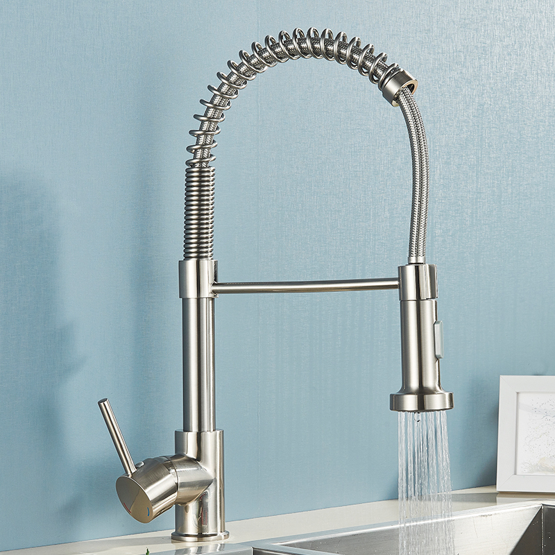 Brushed Gold Kitchen Faucet Pull Down Kitchen Faucet Single Handle Mixer Tap 360 Rotation
