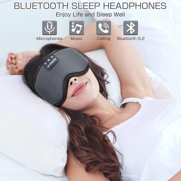 Auriculares para dormir, máscara para dormir 3D con Bluetooth, máscara para dormir con música inalámbrica, auriculares para dormir para quienes duermen de lado