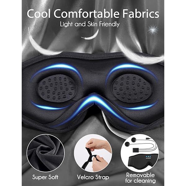 Auriculares para dormir, máscara para dormir 3D con Bluetooth, máscara para dormir con música inalámbrica, auriculares para dormir para quienes duermen de lado