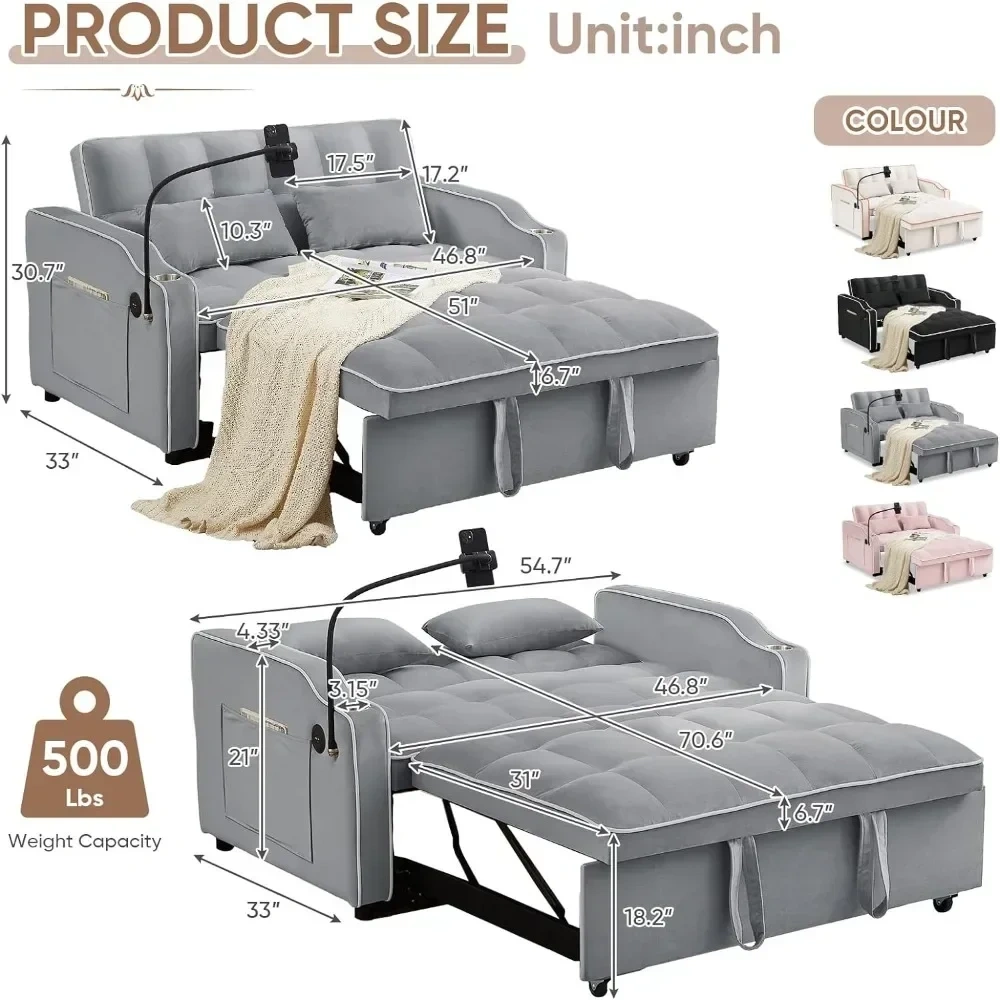 El sofá cama 3 en 1 es compatible con sofás de sala de estar con dos dispositivos de puerto diferentes.