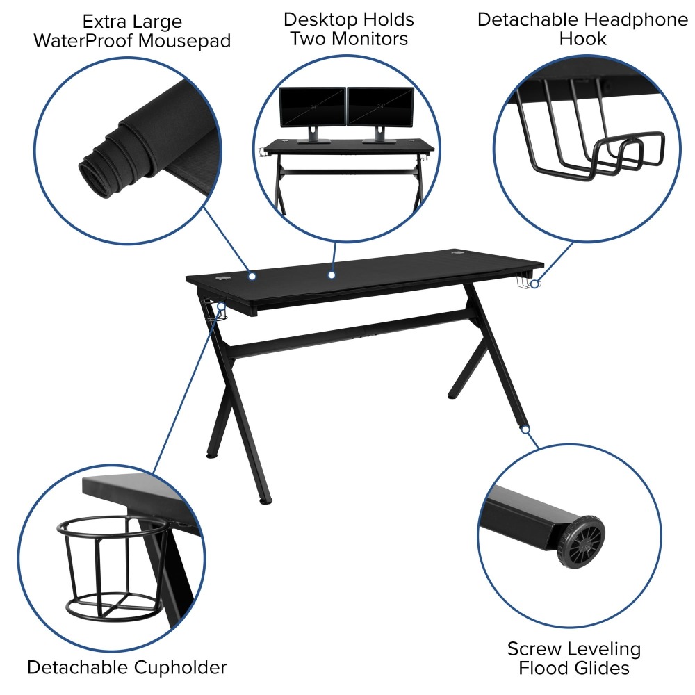 🔥 COMBO GAMER: Escritorio + Silla Reclinable - Incluye Portavasos, Gancho para Audífonos y Tapete de Mouse - Diseño Ergonómico