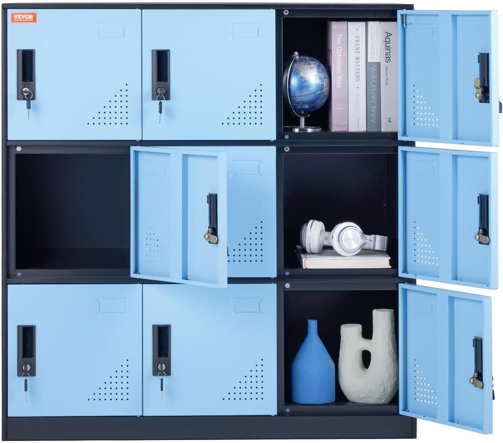 Metal Storage Cabinet with Wheels, 75'' Locking Steel Storage Cabinet with 2 Magnetic Doors and 4 Adjustable Shelves for Office, Garage, Home