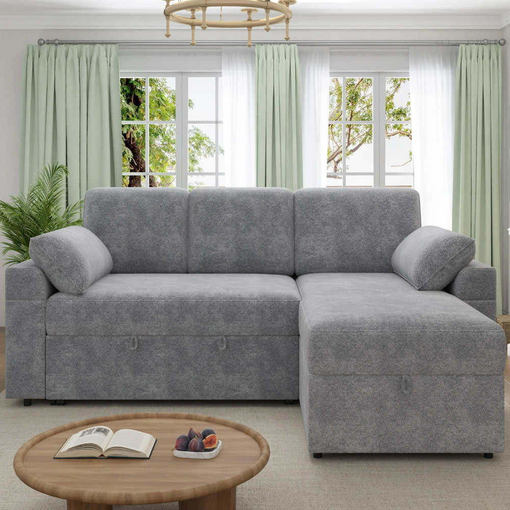 Sofá cama, sofá cama con diván con espacio de almacenamiento, sofá cama para sala de estar