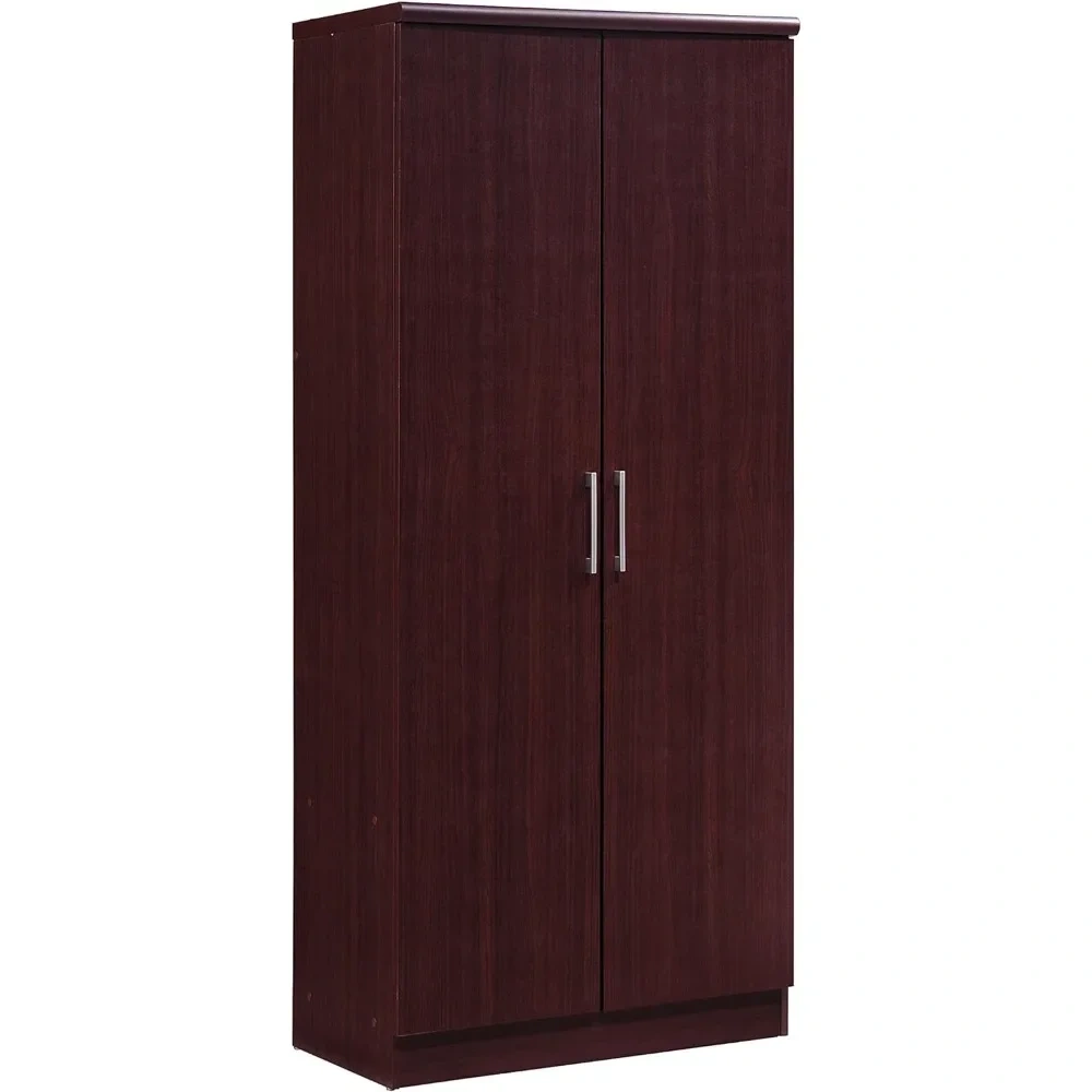 2 Door Wardrobe with Adjustable/Removable Shelves & Hanging Rod, Mahogany