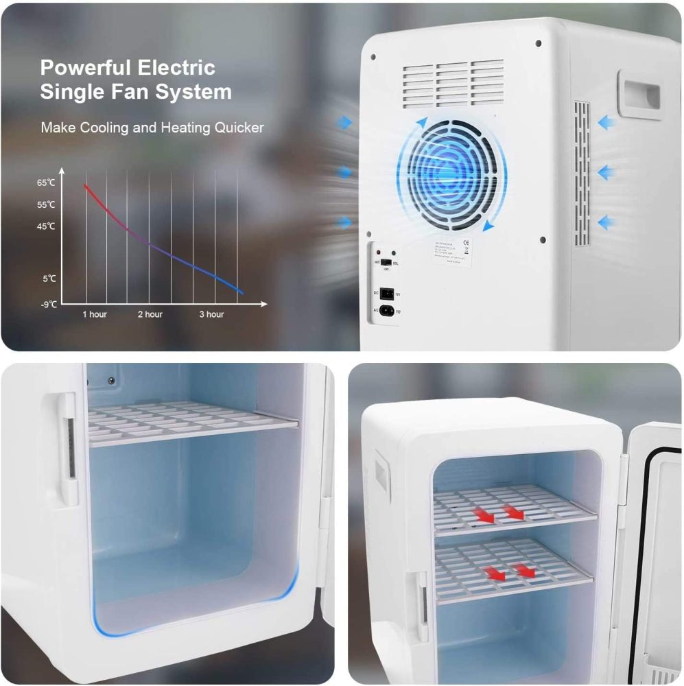 Mini nevera de 20 litros, mini congelador, enfriador compacto de gran capacidad y calentador con visualización de termostato digital y control de temperatura