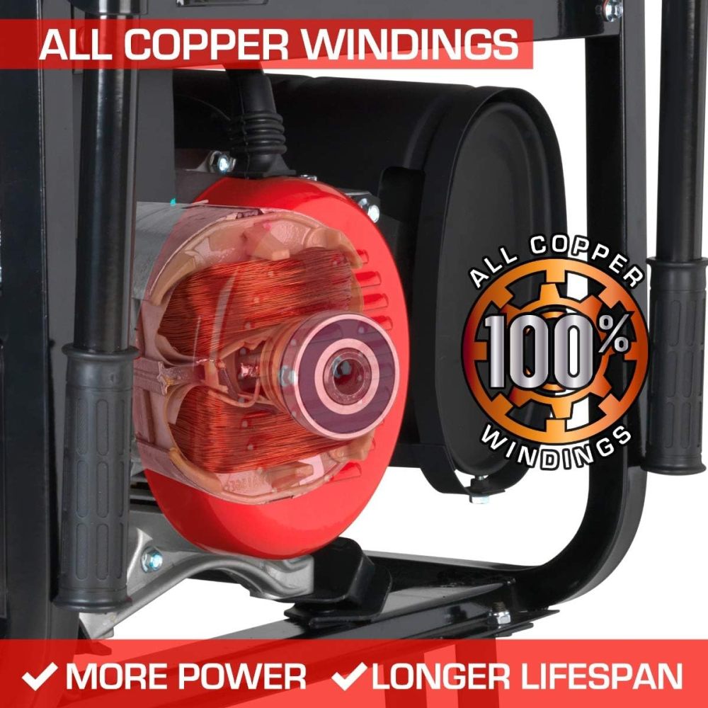 DS10000EH Generador portátil de Doble Combustible, 10000 W, Arranque eléctrico, Respaldo en casa y Listo para RV, Aprobado por 50 Estados, Rojo/Negro