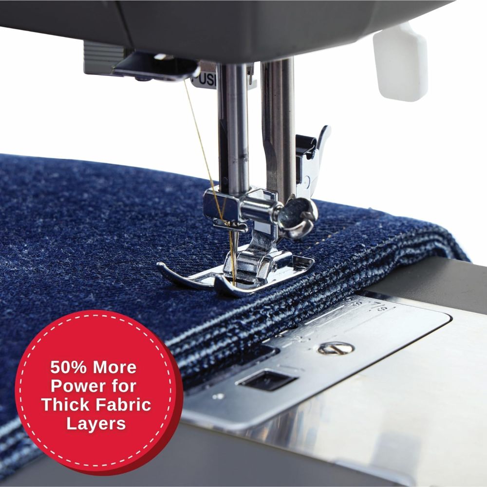 Máquina de Coser Resistente con Kit de Accesorios Incluido, 110 Aplicaciones de Puntada 4432, Perfecta para Principiantes, Gris