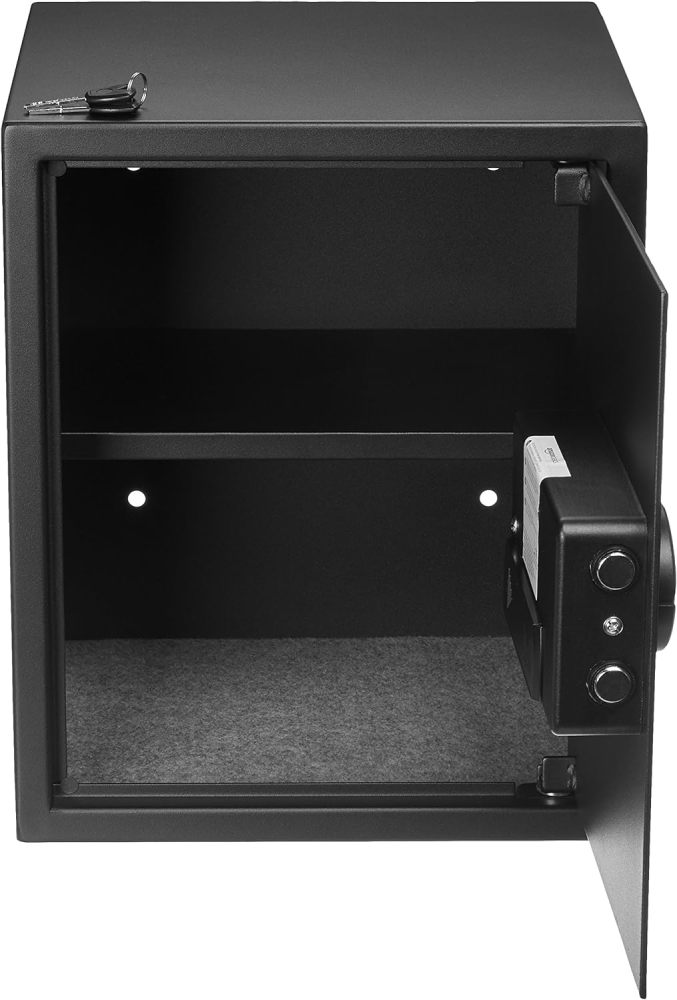 Caja fuerte de seguridad para el hogar de acero con teclado programable, documentos seguros, joyas, objetos de valor, 1.52 pies cúbicos, 13.8 x 13 x 16.5 pulgadas, color negro