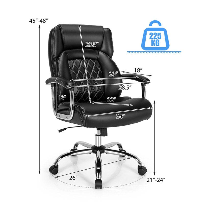 Silla de oficina giratoria de altura ajustable de 500 libras, silla de escritorio para ordenador, silla ejecutiva de piel sintética con Base de Metal resistente