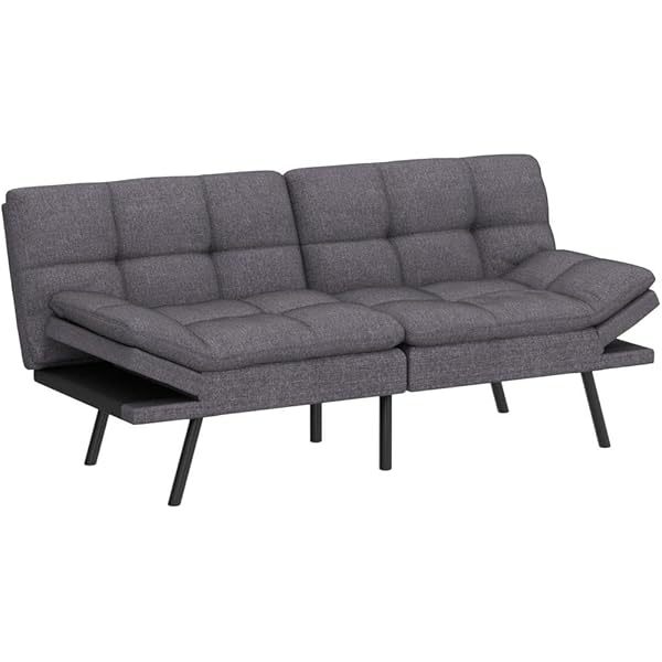 Opoiar Futon Couch,Convertible Futon Sofa Bed,Memory Foam Sleeper Sofa,Adjustable Modern Loveseat,Futon Sets, Sofa Bed for Compact Living Room,Apartment,Office,Grey