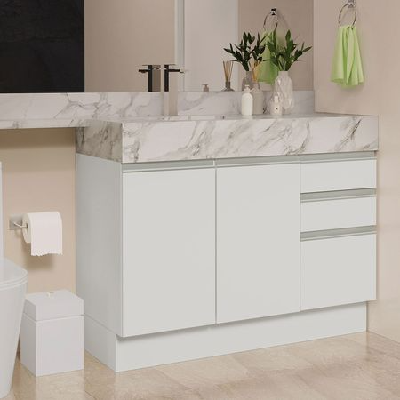 Gabinete para Baño con 2 Puertas y 3 Cajones 120 cm Blanco