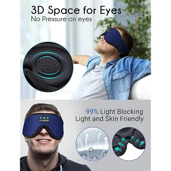 Auriculares para dormir, máscara para dormir 3D con Bluetooth, máscara para dormir con música inalámbrica, auriculares para dormir para quienes duermen de lado