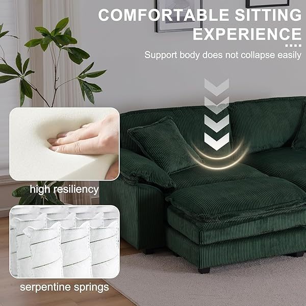 Sofá seccional Loveseat con otomana, sofá cama moderno con almohadas
