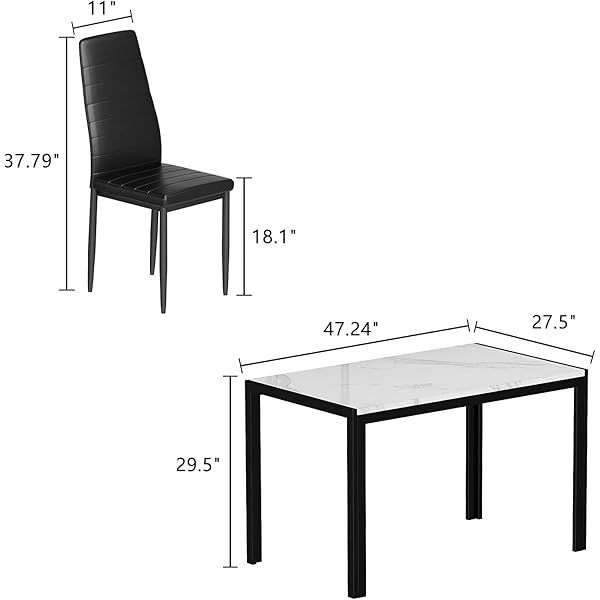 Juego de mesa de comedor para 4, 5 piezas de mármol DiningTableSet