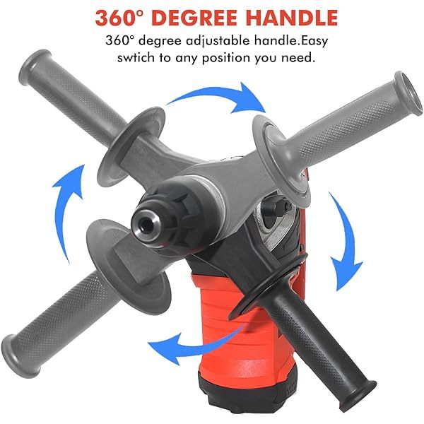 Taladro percutor rotativo con control de vibración y embrague de seguridad, martillo demoledor para hormigón, incluye 3 brocas, cinceles planos y puntiagudos, 13 amperios