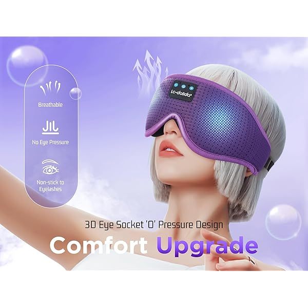 Auriculares para dormir, máscara para dormir 3D con Bluetooth, máscara para dormir con música inalámbrica, auriculares para dormir para quienes duermen de lado