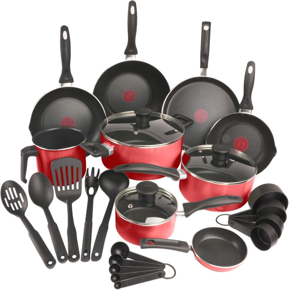 Batería de Cocina Supercook de 26 piezas Color Rojo con Antiadherente Titanium, tecnología Thermo Señal, de fácil limpieza y base difusora para crear deliciosas recetas, B929SZ84