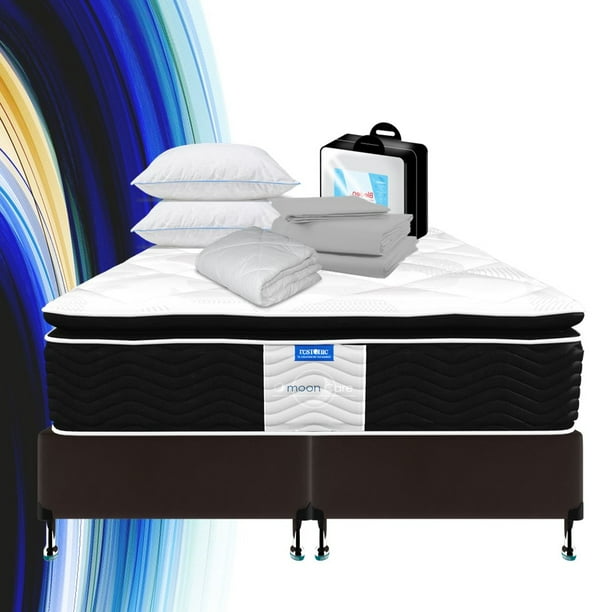 Colchón King Size End Ortopédico + Base King Size + 2 Almohadas Standar + Protector + Sábanas Anti micro despertares e HipoalergénicoColchón King Size End Ortopédico + Base King Size + 2 Almohadas Standar + Protector + Sábanas Anti micro despertares e Hip